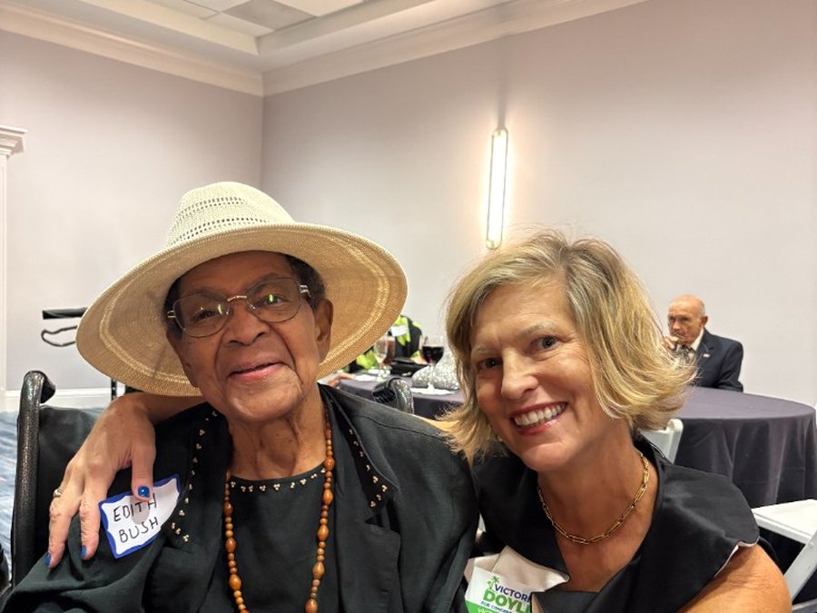 Victoria Doyle with Edith Bush at a community gathering