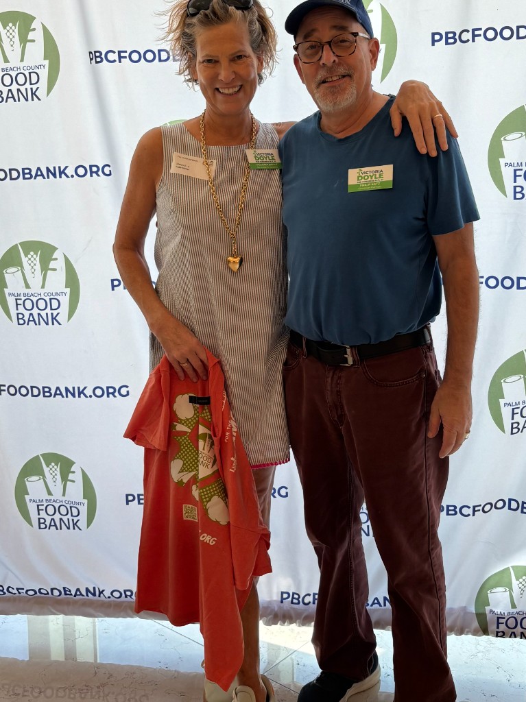 Victoria Doyle with Philip Katz at the Palm Beach County Food Bank